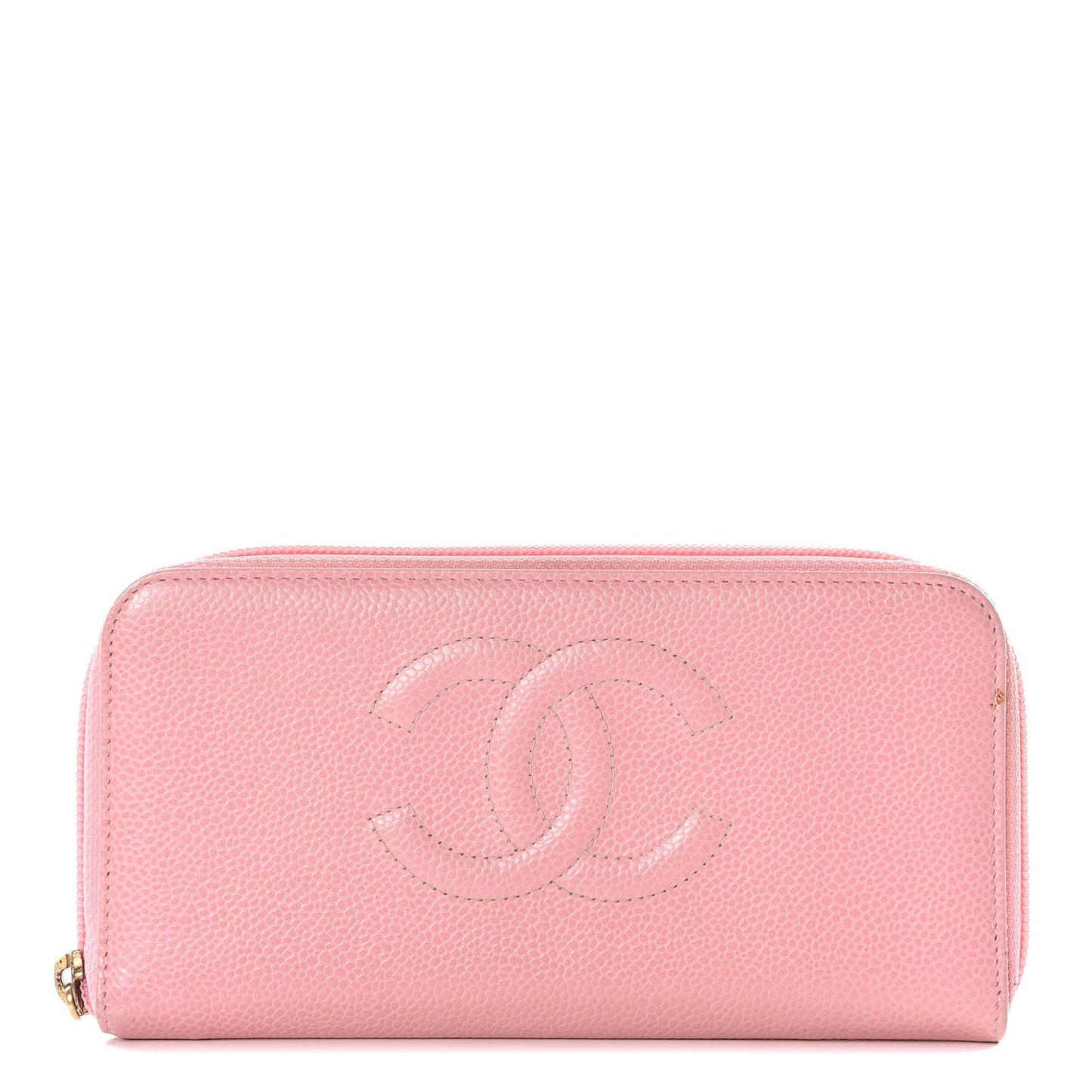 Caviar Large Timeless CC Zip Around Wallet Pink