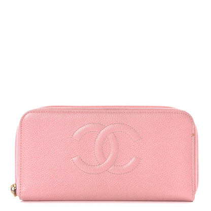 Chanel Caviar Large Timeless CC Zip Around Wallet Pink 1 of 12