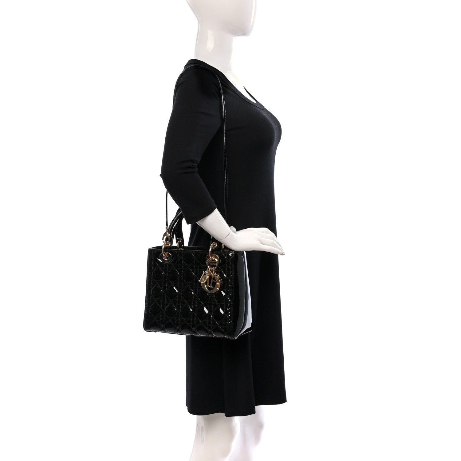 Christian Dior Patent Cannage Medium Lady Dior Black 2 of 9