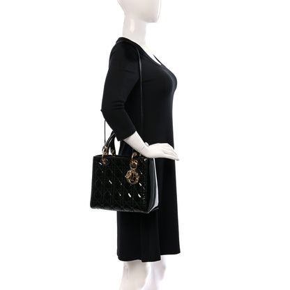 Christian Dior Patent Cannage Medium Lady Dior Black 2 of 9