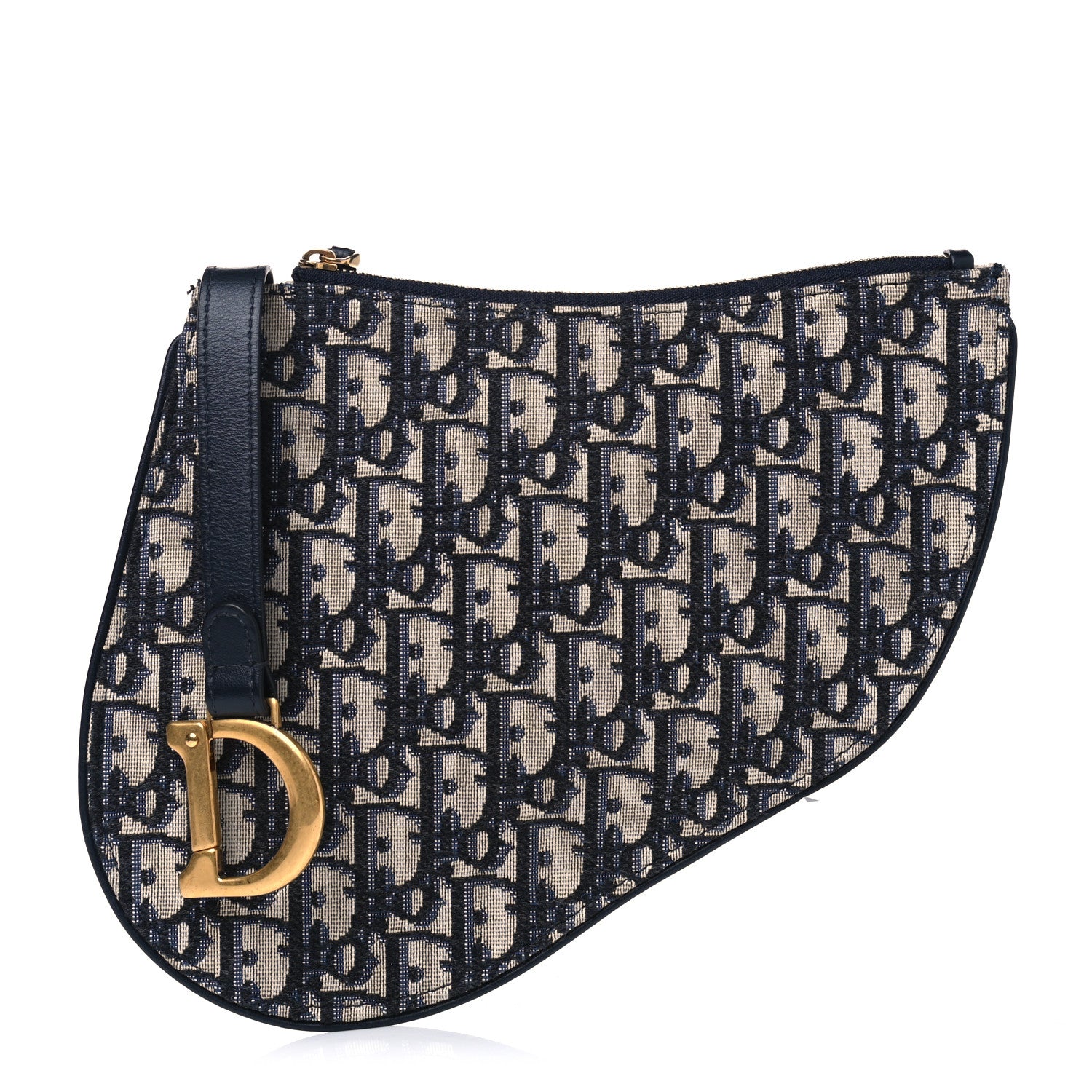 Christian Dior Oblique Saddle Pouch Clutch Blue 1 of 4