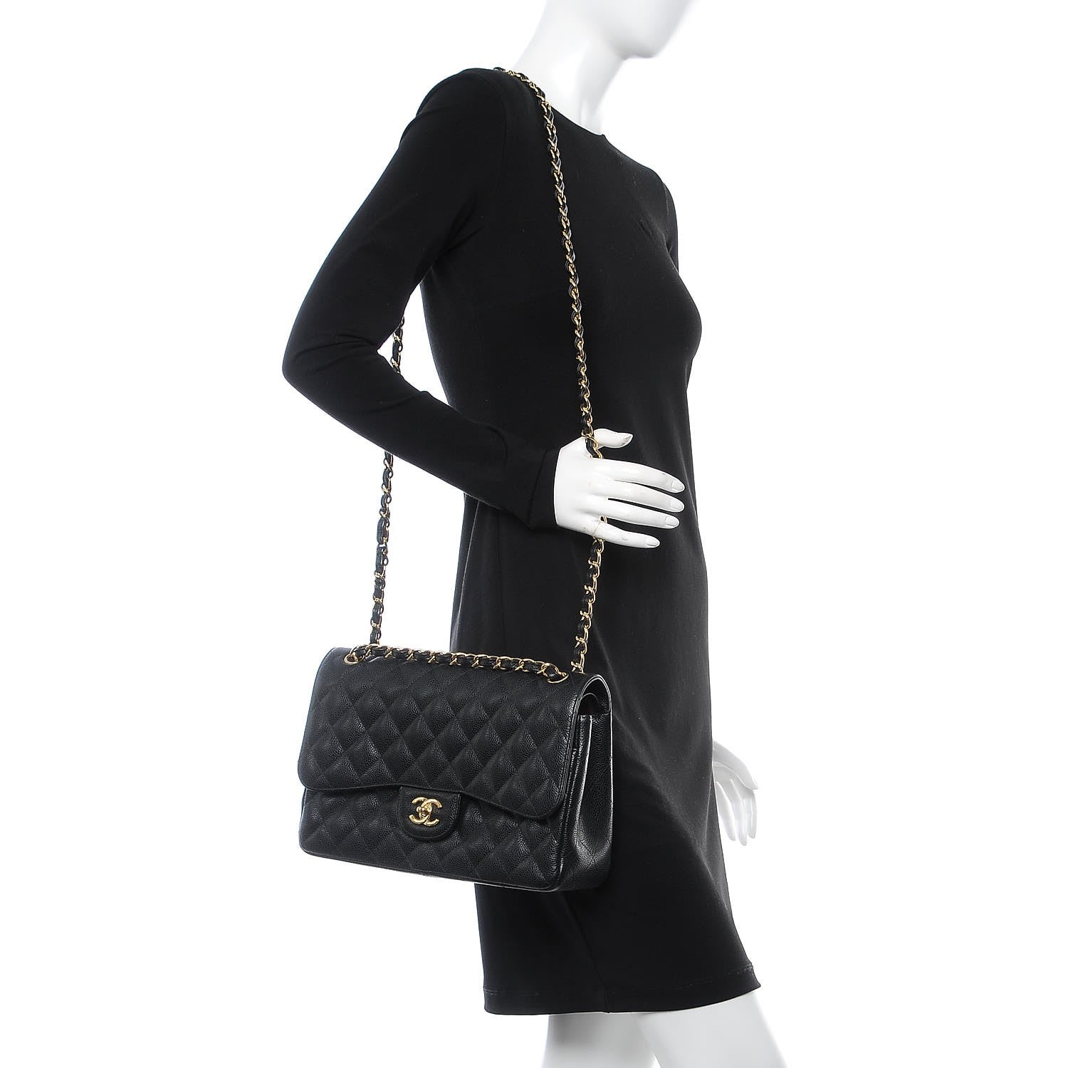 Chanel Caviar Quilted Jumbo Double Flap Black 3 of 10