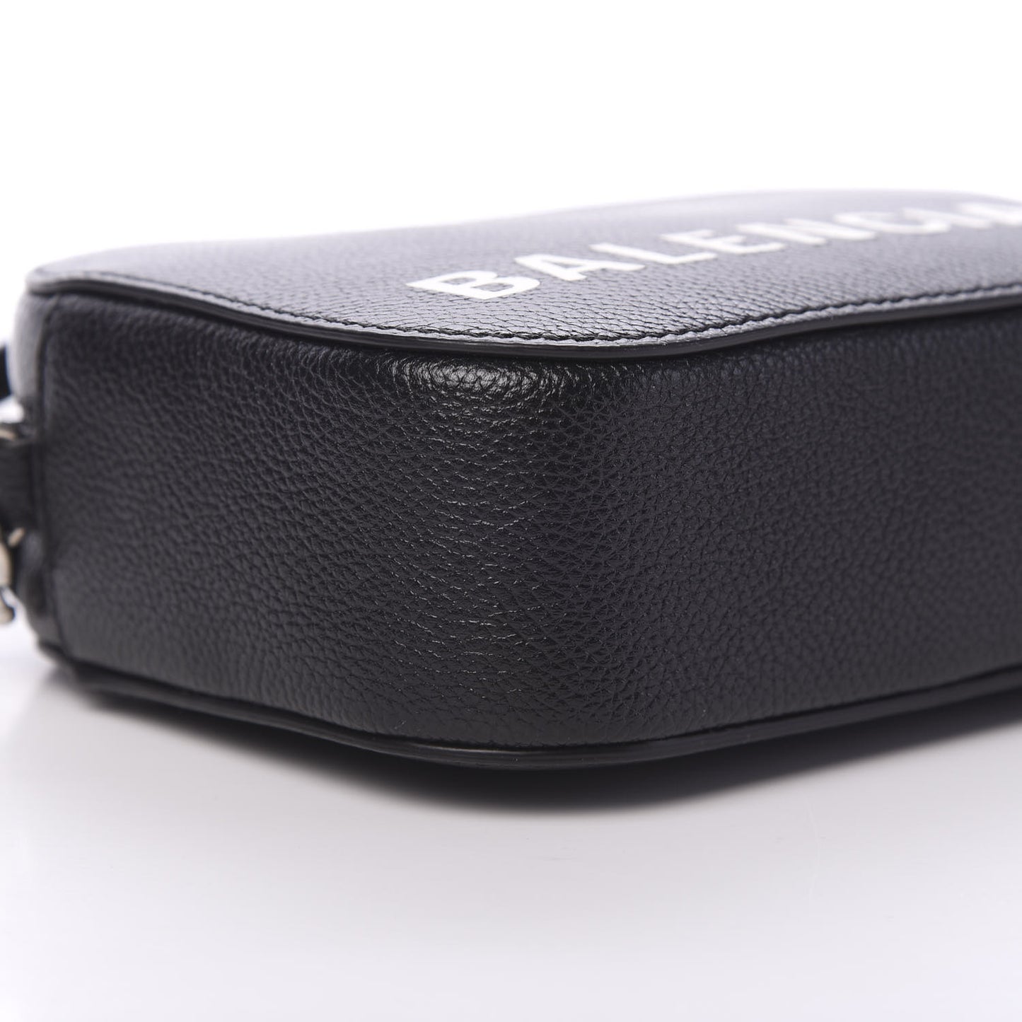 Grained Calfskin Logo XS Ville Top Handle Camera Bag Black White