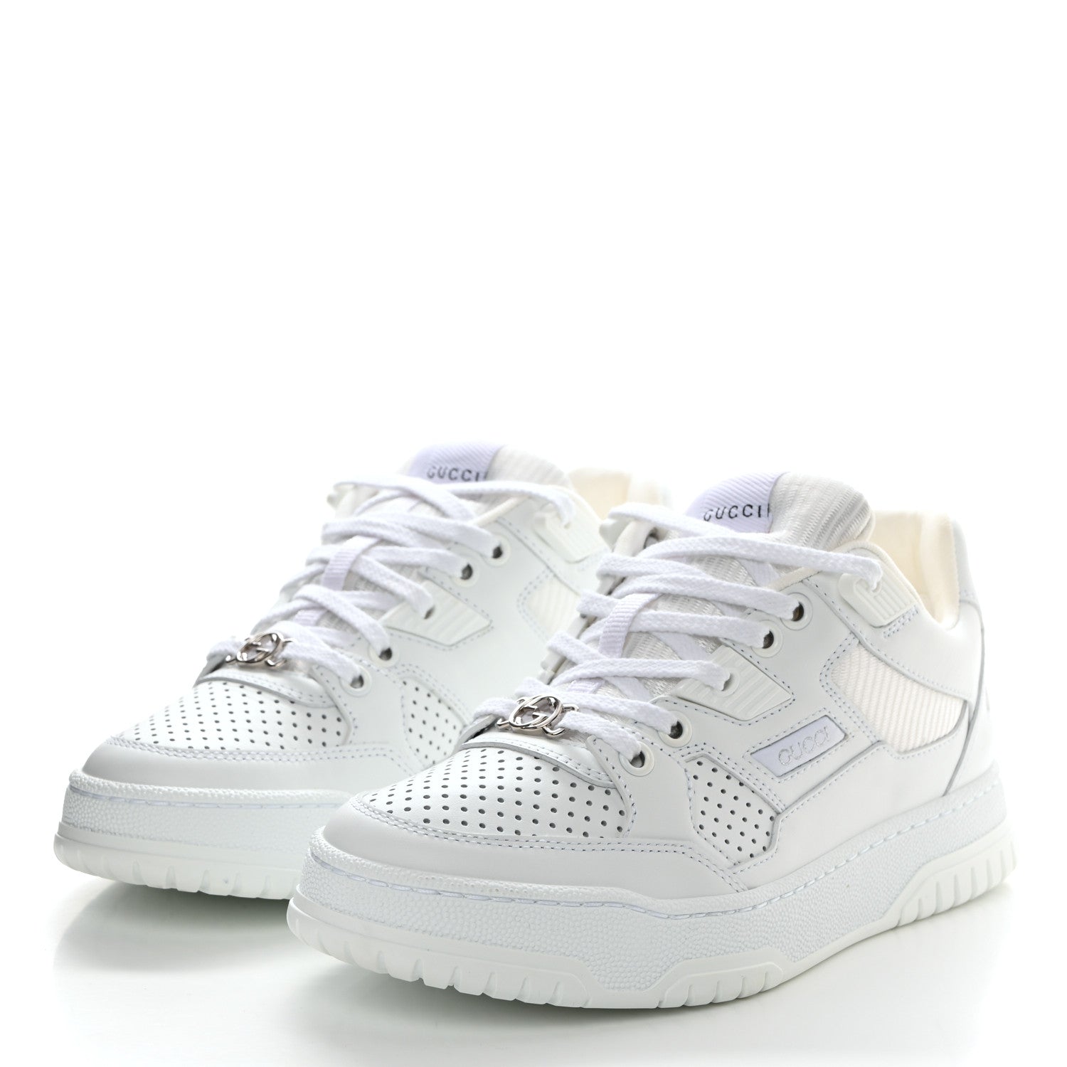 Gucci Calfskin Perforated Sneakers 35.5 Great White 3 of 8