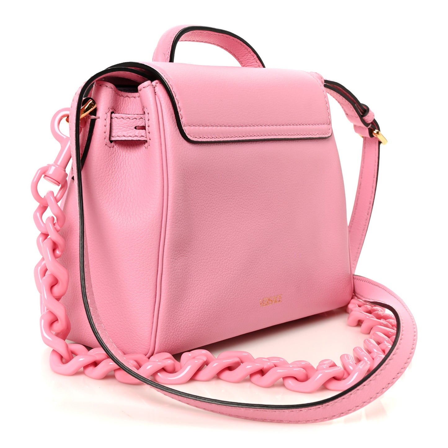 Grained Calfskin Small La Medusa Top Handle Bag Pink