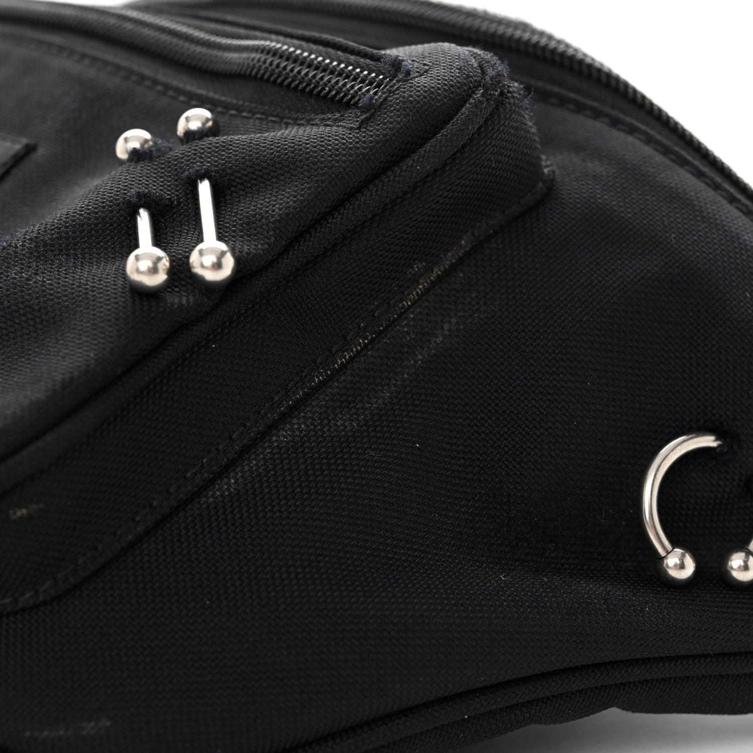 Balenciaga Nylon Canvas Logo Piercing Explorer Beltpack Black White 12 of 13