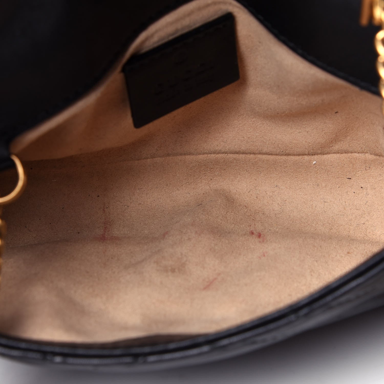 Gucci Calfskin Matelasse Super Mini GG Marmont Shoulder Bag Black 5 of 13