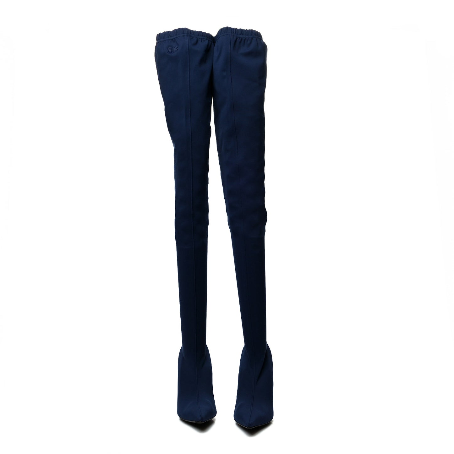 Crepe Jersey Pointed Toe Knife Thigh High Boots 38 Bleu Nuit