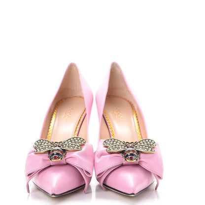 Gucci Nappa Queen Margaret Bow Mid Heel Pumps 40.5 Sugar Pink 2 of 10