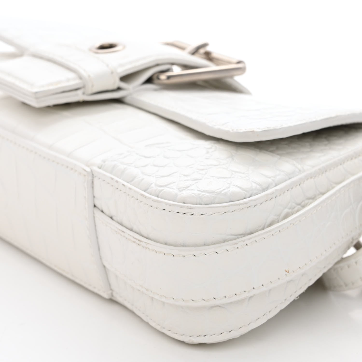 Balenciaga Calfskin Crocodile Embossed Small Lindsay Shoulder Bag Optic White 9 of 9