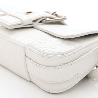 Balenciaga Calfskin Crocodile Embossed Small Lindsay Shoulder Bag Optic White 9 of 9