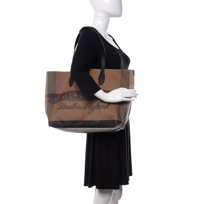 Burberry Coated Canvas Mega Check Medium Doodle Tote Black 2 of 9