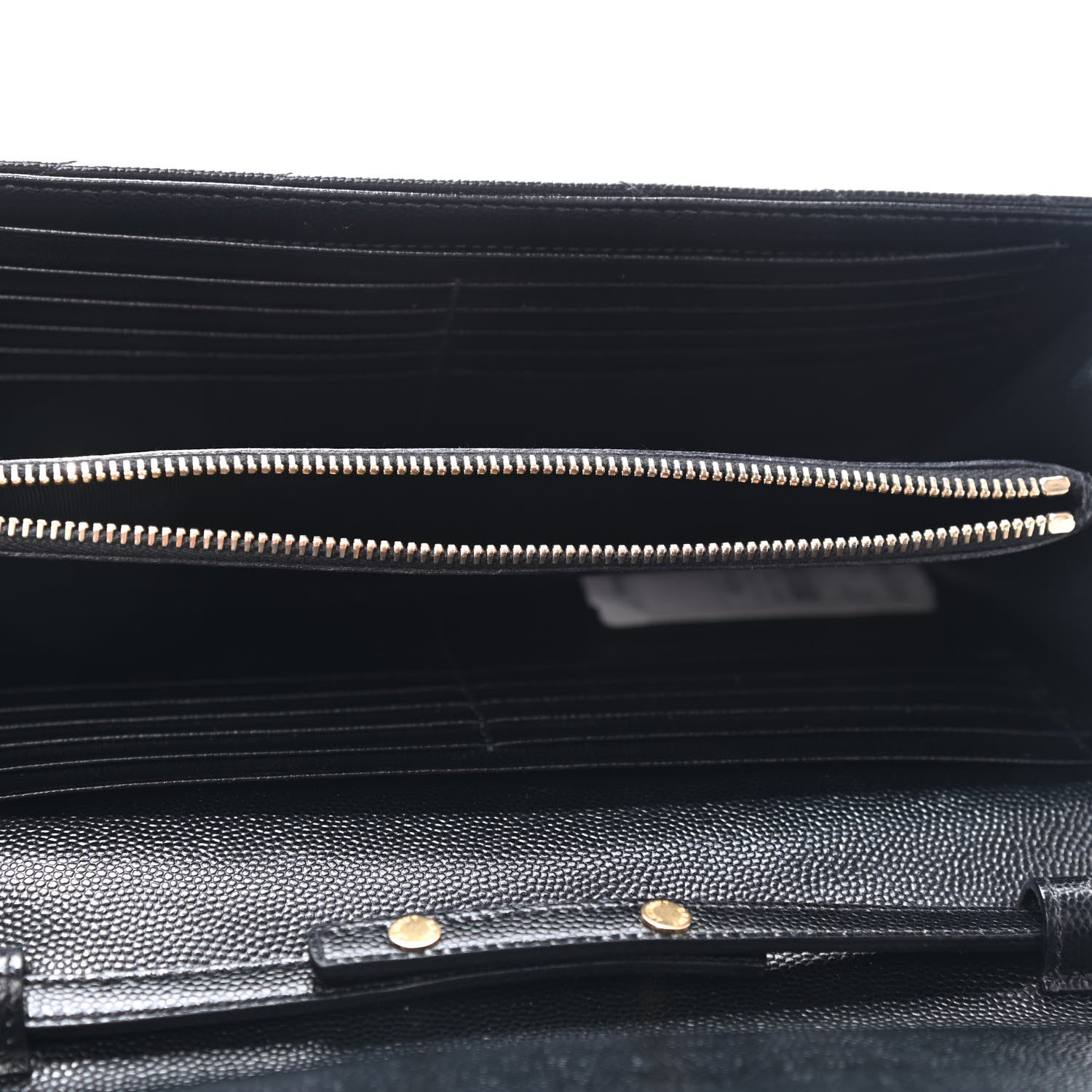 Saint Laurent Grain De Poudre Matelasse Chevron Monogram Chain Wallet Black 4 of 4