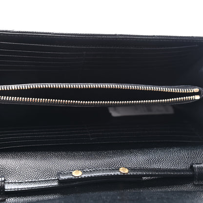 Saint Laurent Grain De Poudre Matelasse Chevron Monogram Chain Wallet Black 4 of 4