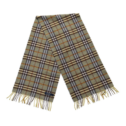 Burberry Cashmere Vintage Check Fringe Scarf Green 3 of 4