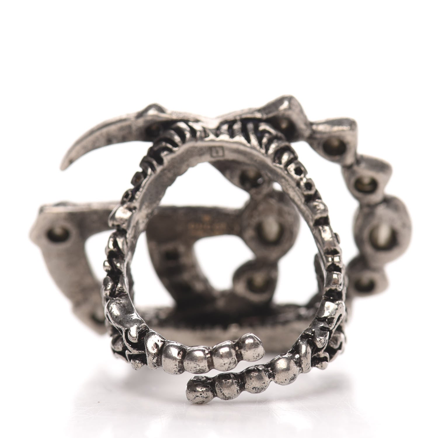 Gucci Crystal Double G Ring S 5.5 Aged Silver 3 of 4