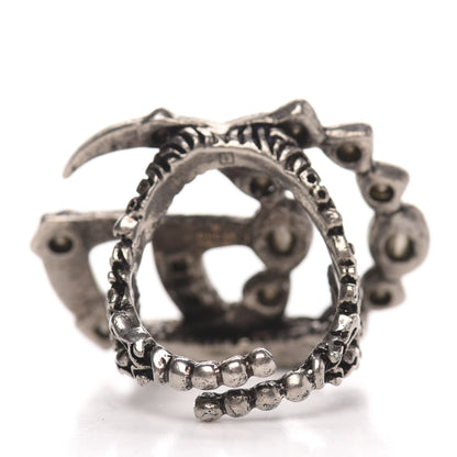 Gucci Crystal Double G Ring S 5.5 Aged Silver 3 of 4