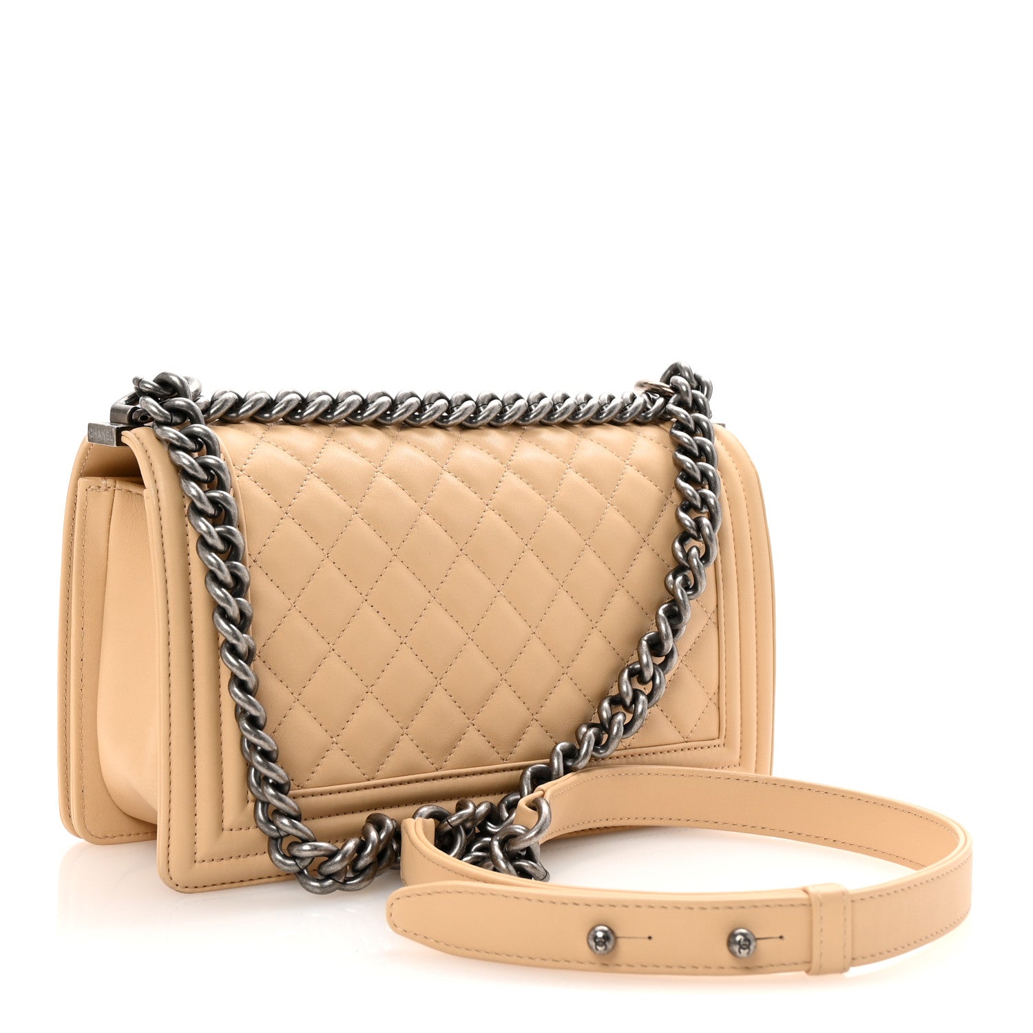 Chanel Calfskin Quilted Medium Boy Flap Beige 3 of 10