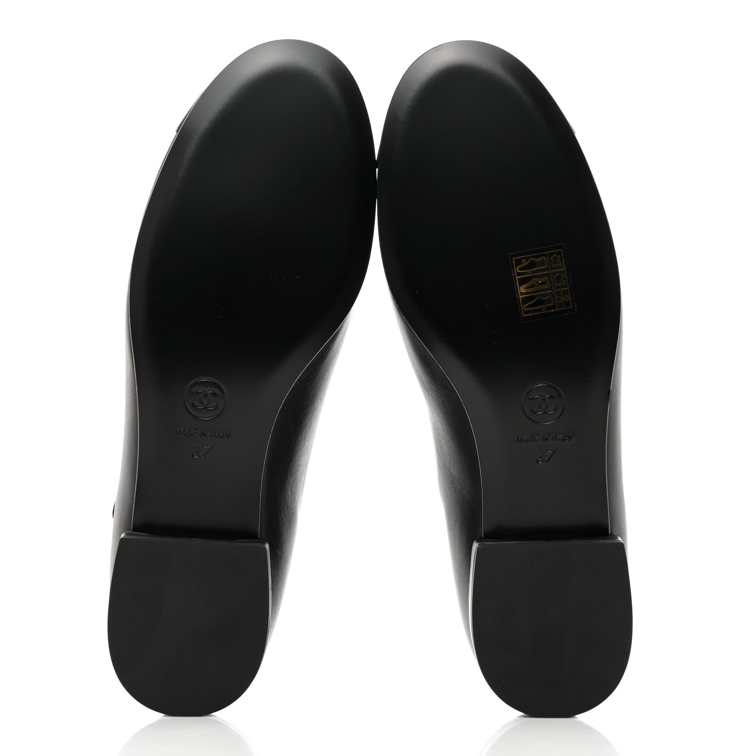 Chanel Calfskin Cap Toe T Strap CC Flats 37 Black 5 of 9