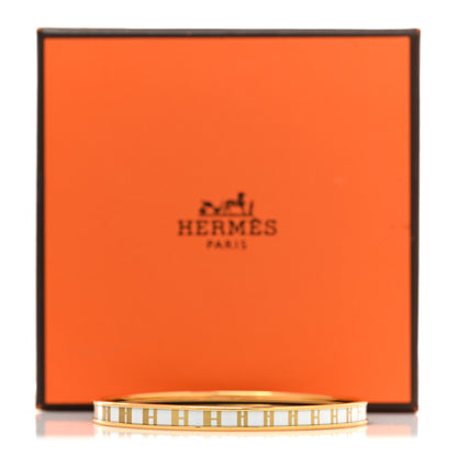 Hermes Printed Enamel Extra Narrow OP'H Bracelet 62 Jaune D'Or White 6 of 6