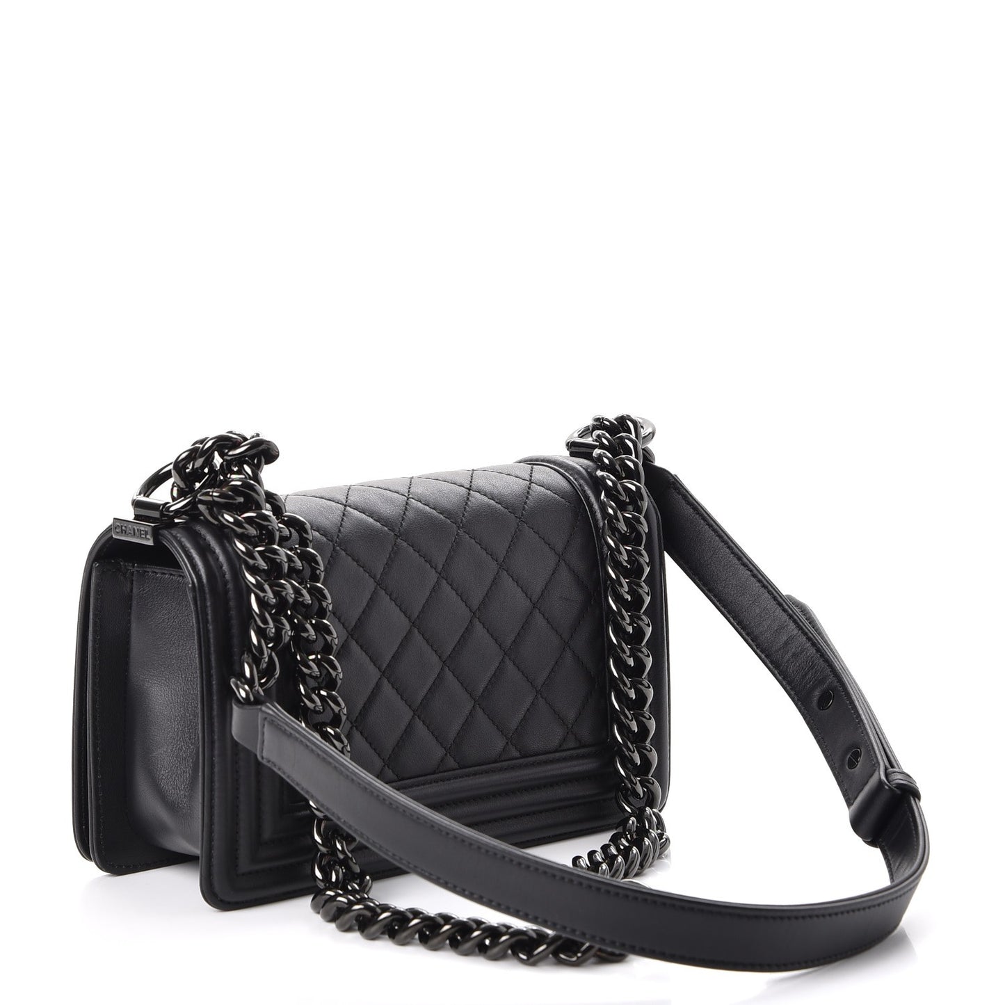 Calfskin Quilted Small Boy Flap So Black