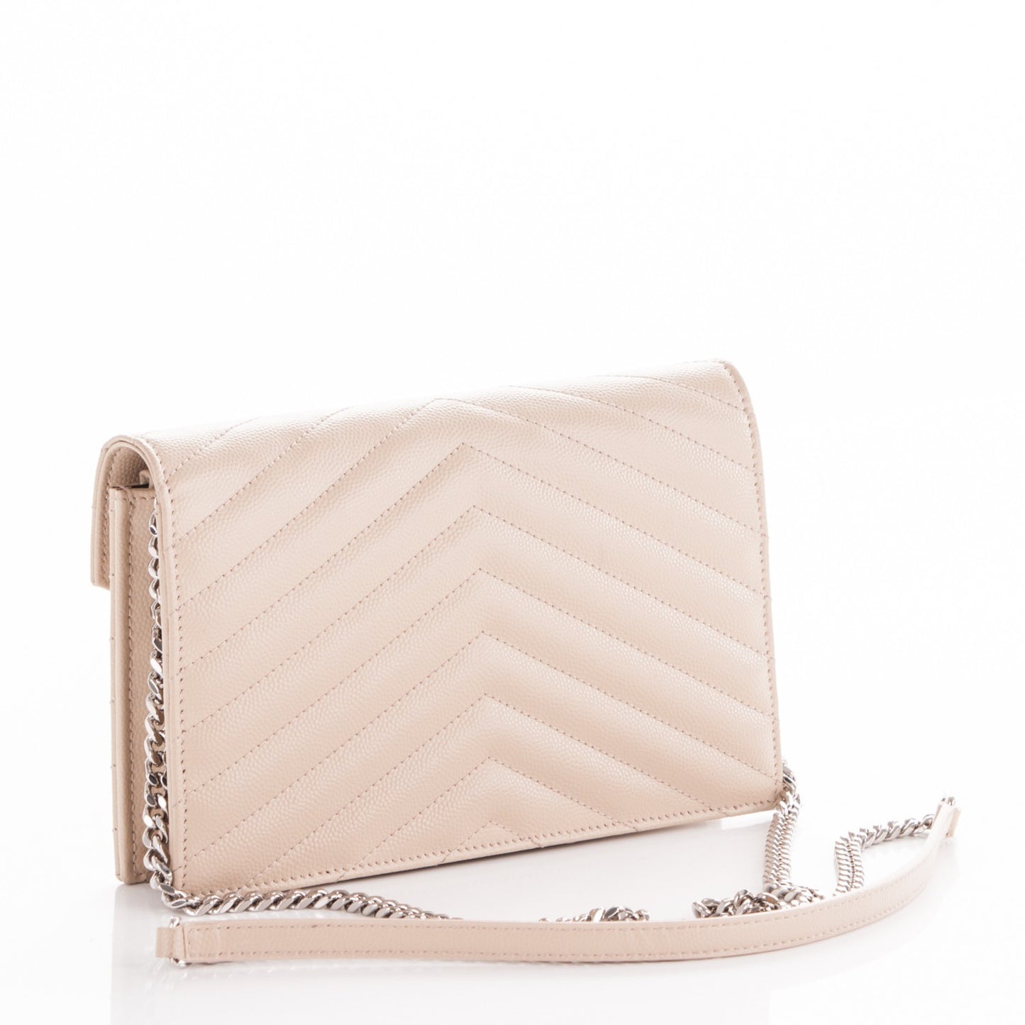 Grain De Poudre Matelasse Chevron Monogram Envelope Chain Wallet Nude Powder