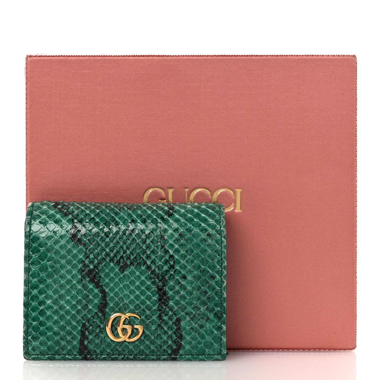 Gucci Snakeskin GG Marmont Card Case Green 1828006 – FASHIONPHILE