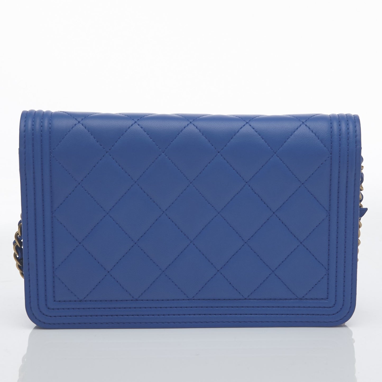 Lambskin Quilted Boy Wallet On Chain WOC Blue