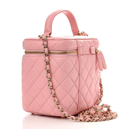 Chanel Lambskin Quilted Small Top Handle Vanity Case With Chain Pink 3 of 11