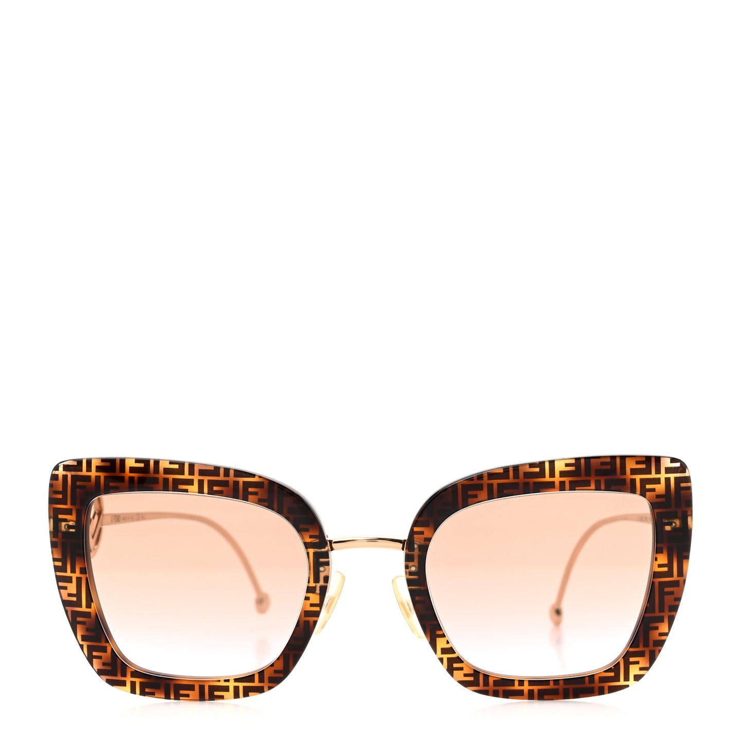 Acetate Metal F is Fendi FF Square Cat Eye Sunglasses FF 0408/S Havana
