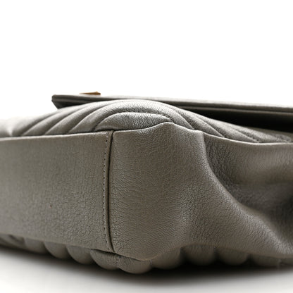 Saint Laurent Sheepskin Matelasse Chevron Monogram Medium College Bag Grey Kaki 10 of 10