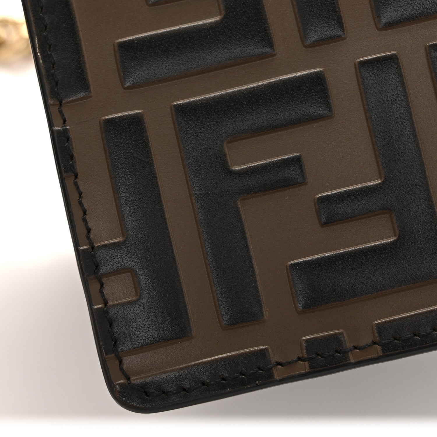 Fendi Vitello Liberty Bi-Color FF 1974 Embossed Small Kan U Shoulder Bag Maya Black 13 of 13