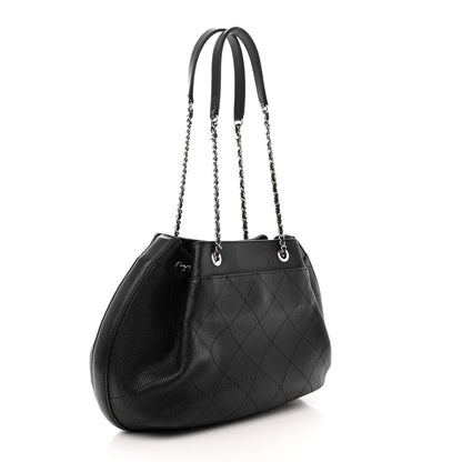 Chanel Grained Calfskin Stitched Accordion Shoulder Bag Black 3 of 12