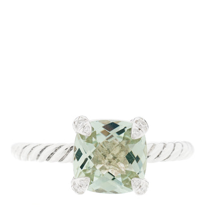 David Yurman Sterling Silver Diamond Prasiolite 8mm Chatelaine Ring 47 4 1 of 4