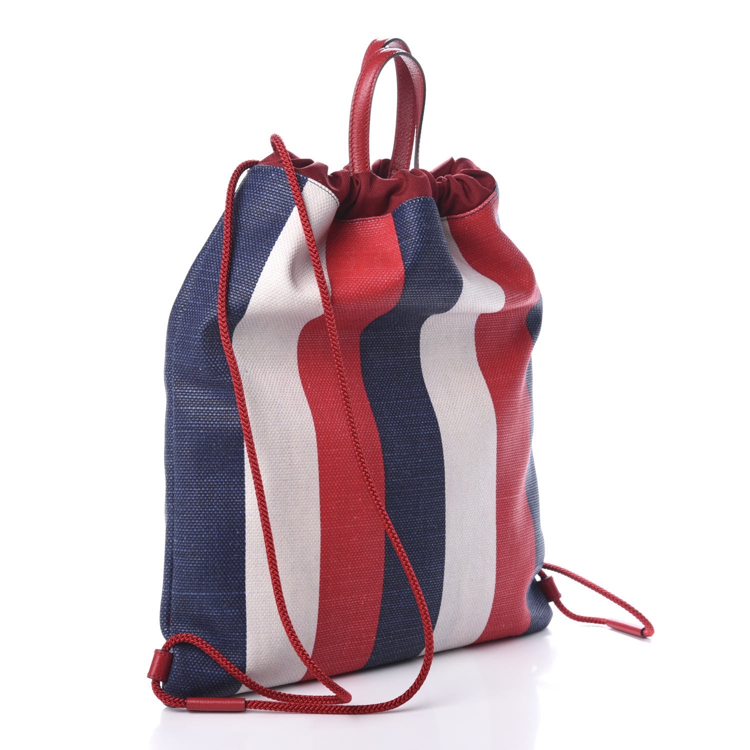 Gucci Canvas Logo Sylvie Stripe Drawstring Backpack Red 2 of 8