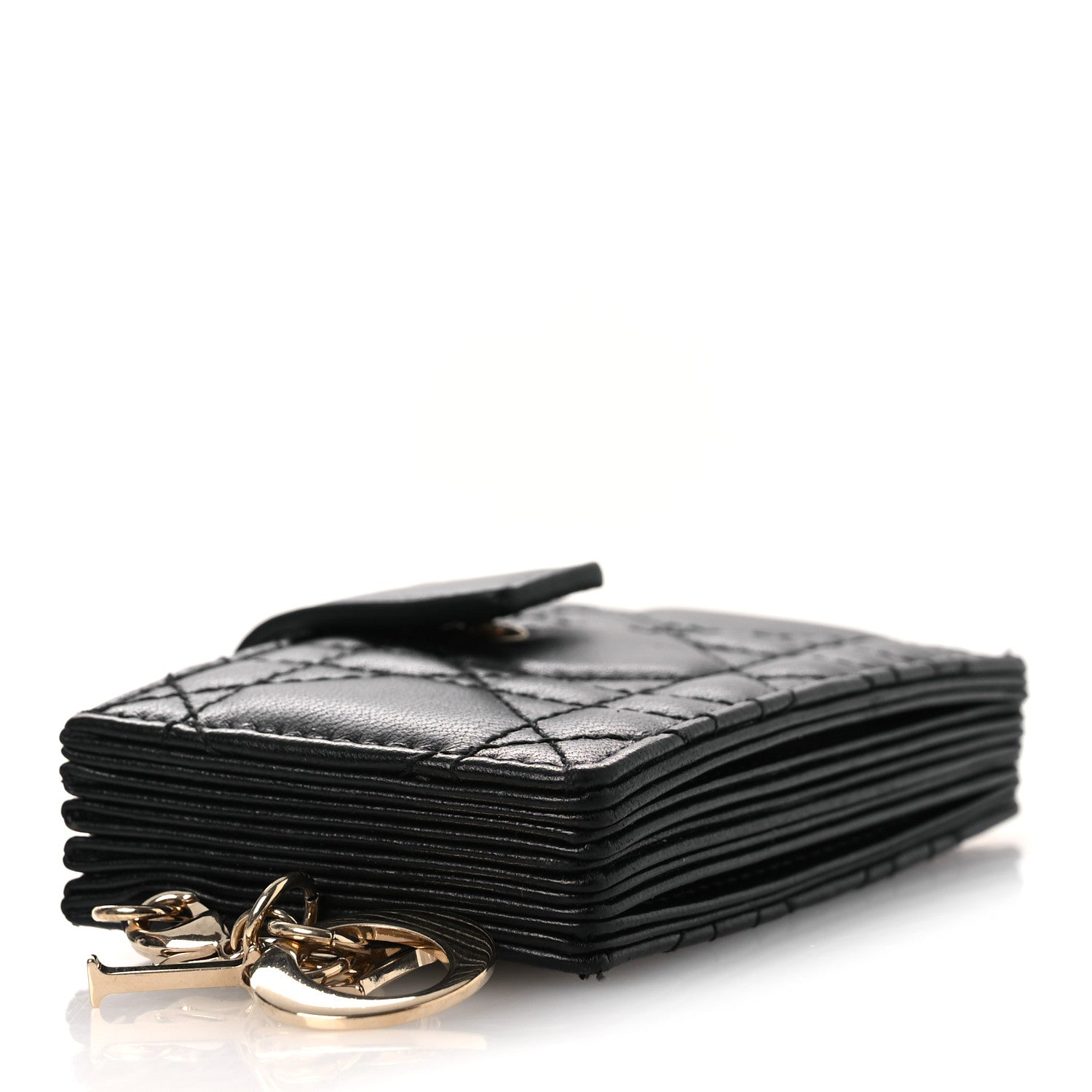 Christian Dior Lambskin Cannage Lady Dior Jasmine 5-Gusset Card