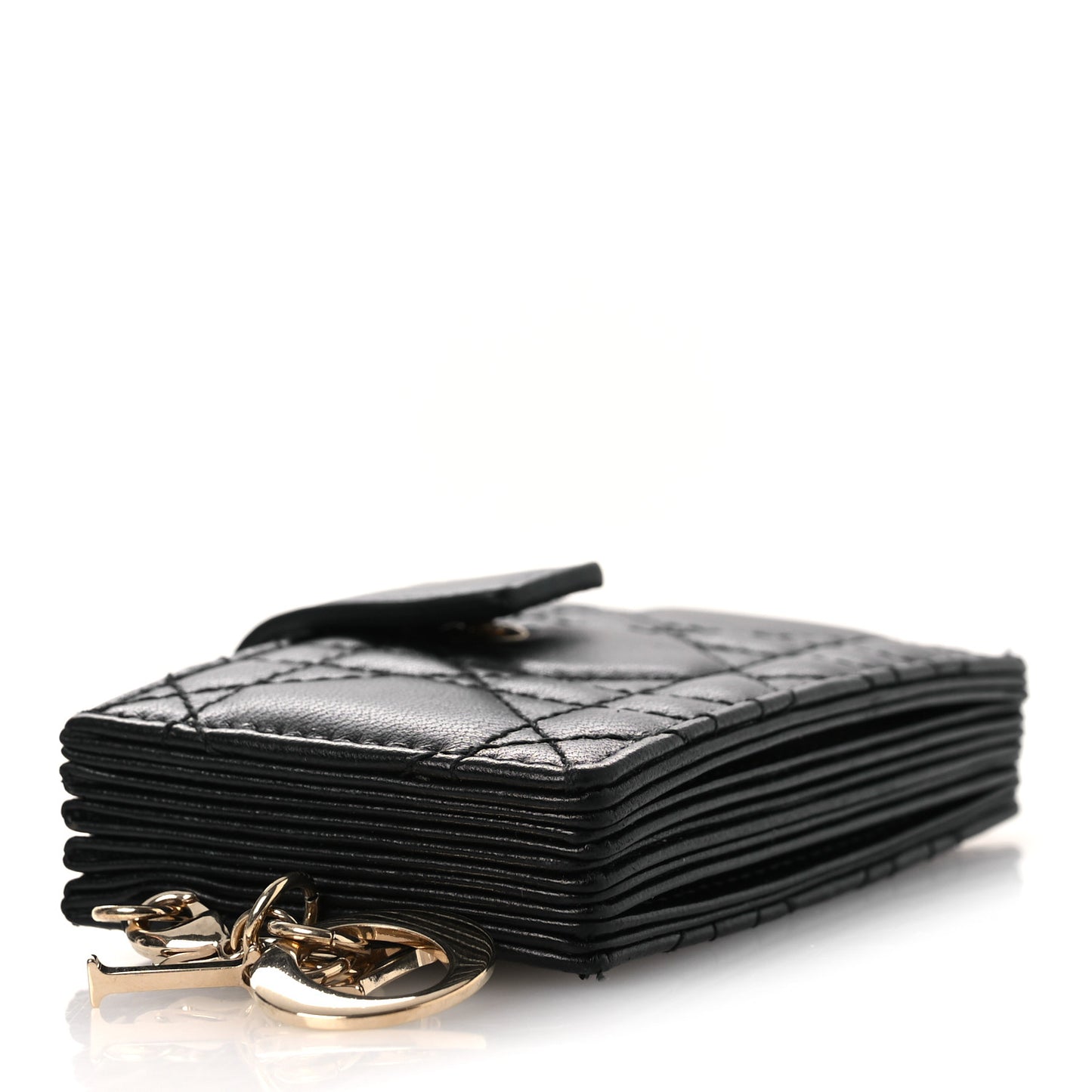 Lambskin Cannage Lady Dior Jasmine 5-Gusset Card Holder Black