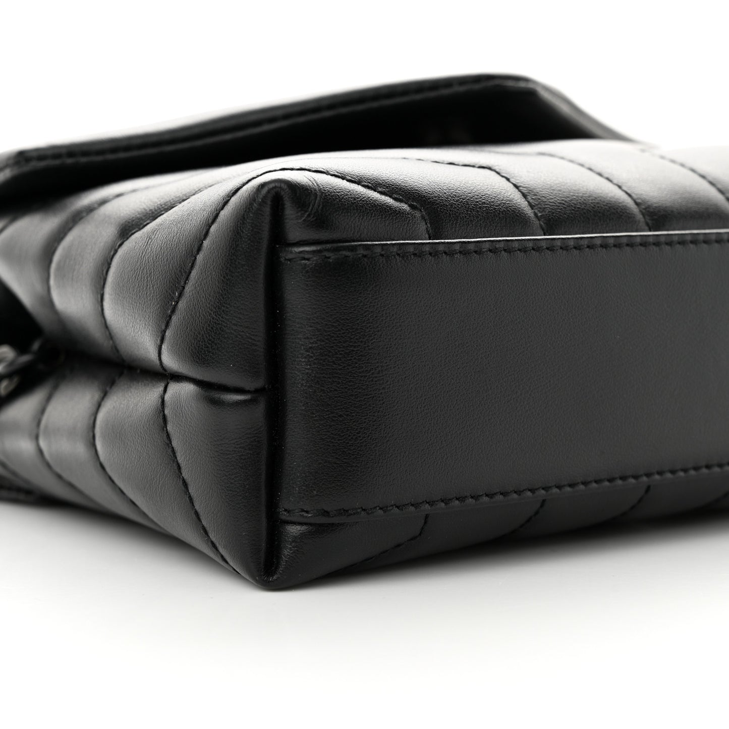 Calfskin Y Quilted Monogram Monochrome Toy Loulou Crossbody Bag Black