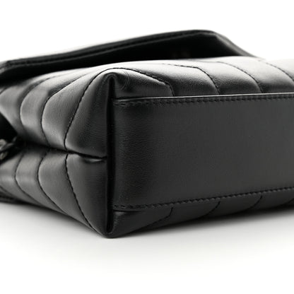 Saint Laurent Calfskin Y Quilted Monogram Monochrome Toy Loulou Crossbody Bag Black 9 of 11
