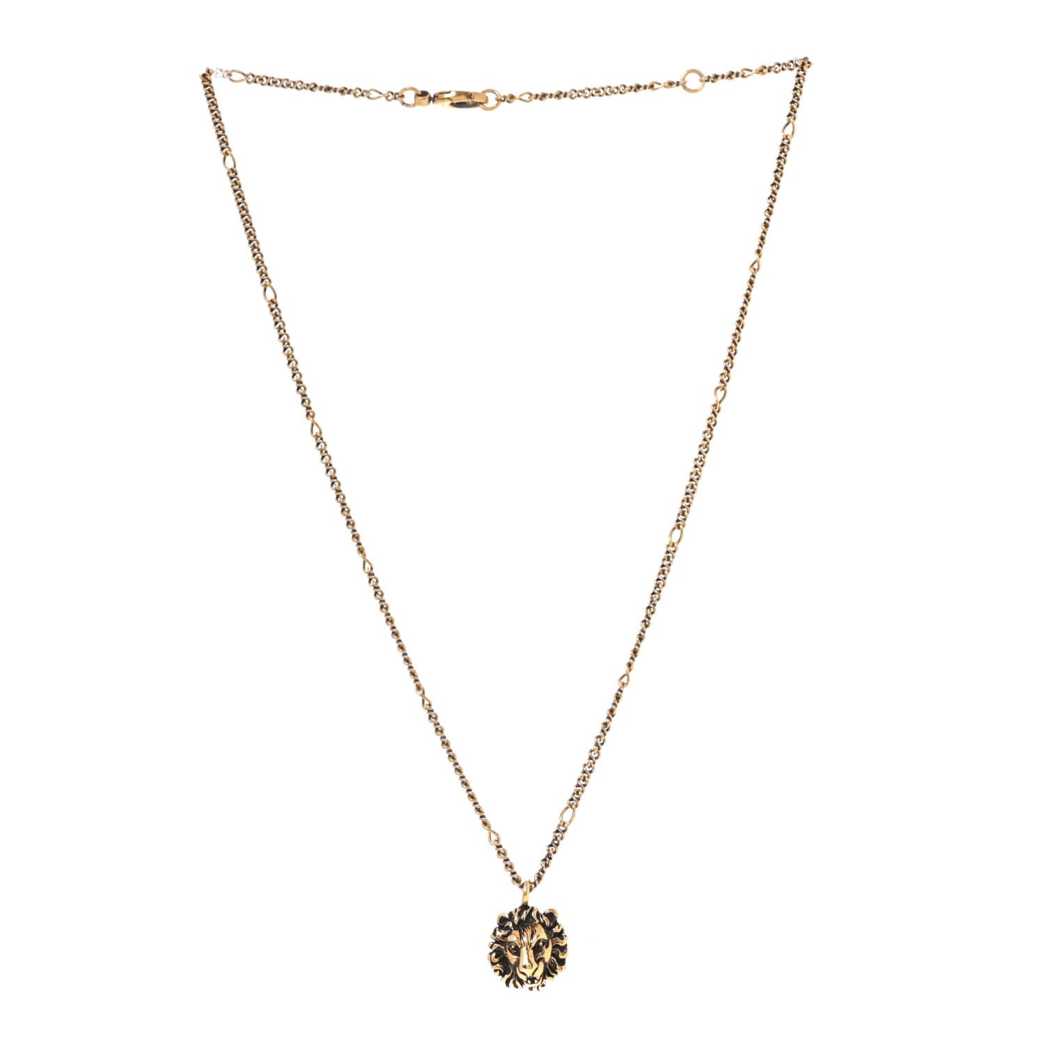 Gucci Metal Lion Head Necklace Aged Gold Multicolor 3 of 6