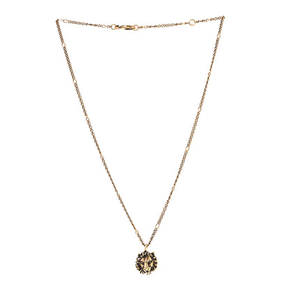 Gucci Metal Lion Head Necklace Aged Gold Multicolor 3 of 6