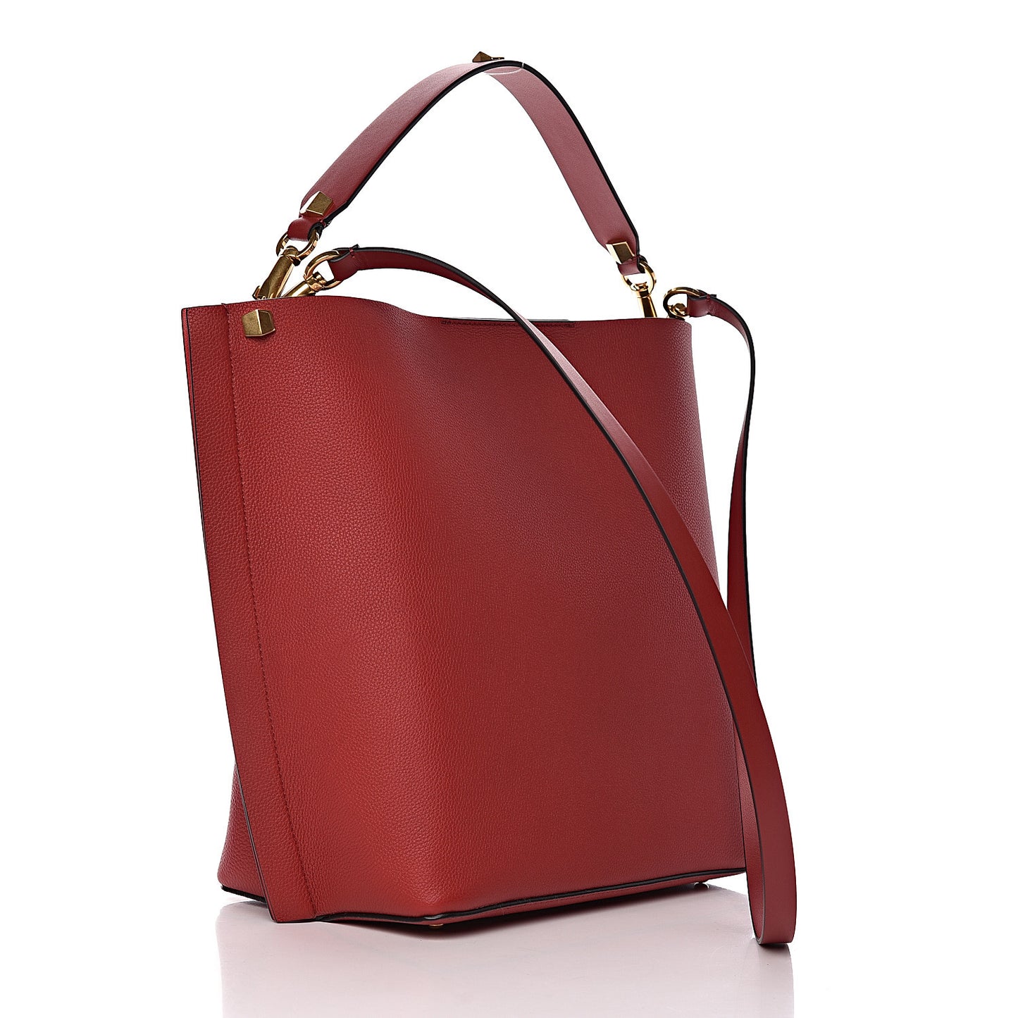 Grainy Calfskin VLogo Escape Hobo Bag Rosso Valentino