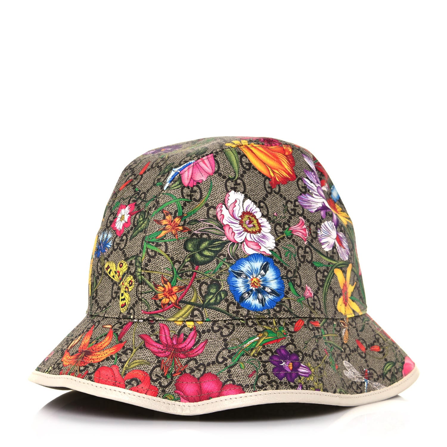 Gucci GG Supreme Monogram Flora Bucket Hat 58 White 1 of 8