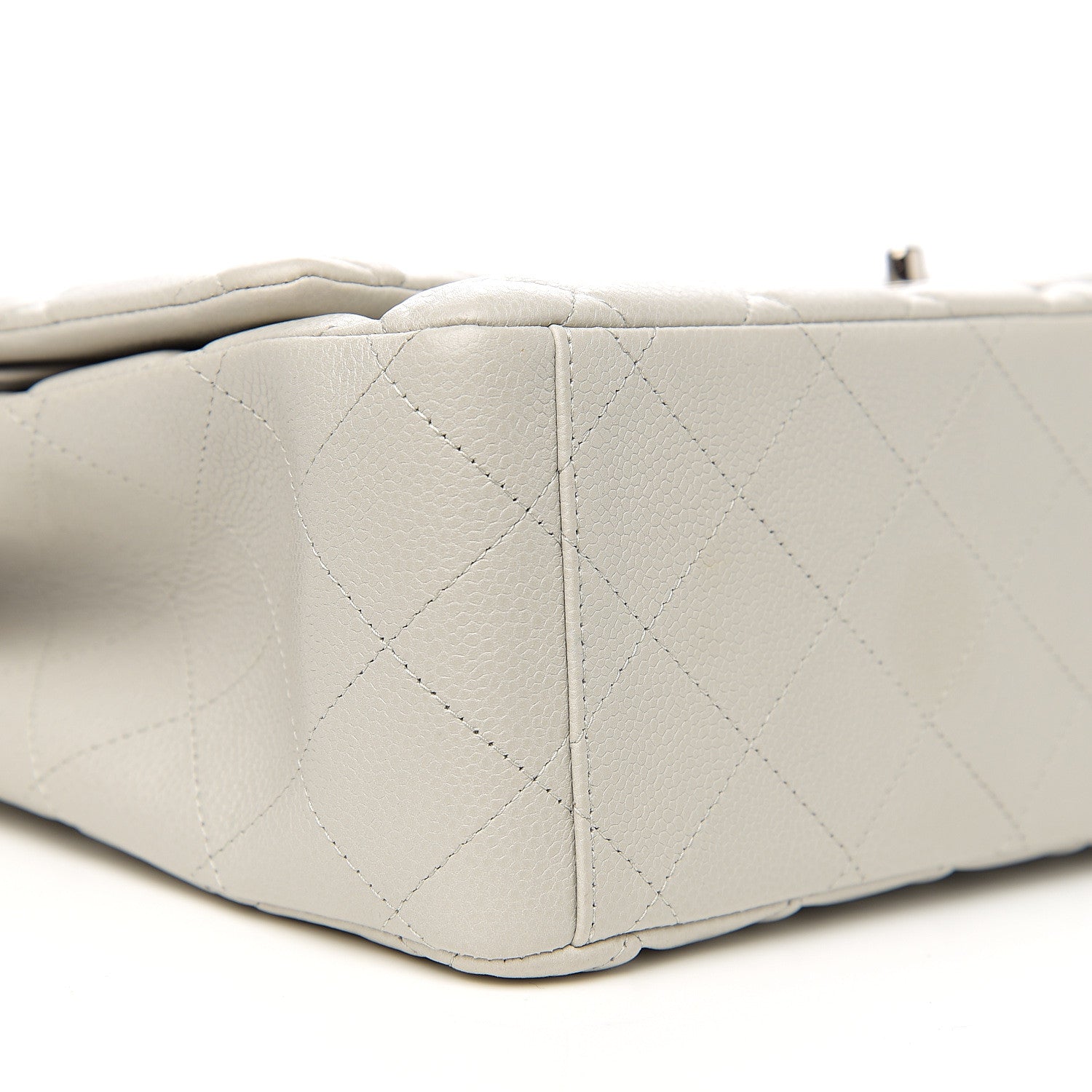 Chanel Calfskin Quilted Maxi Double Flap Light Grey 10 of 13