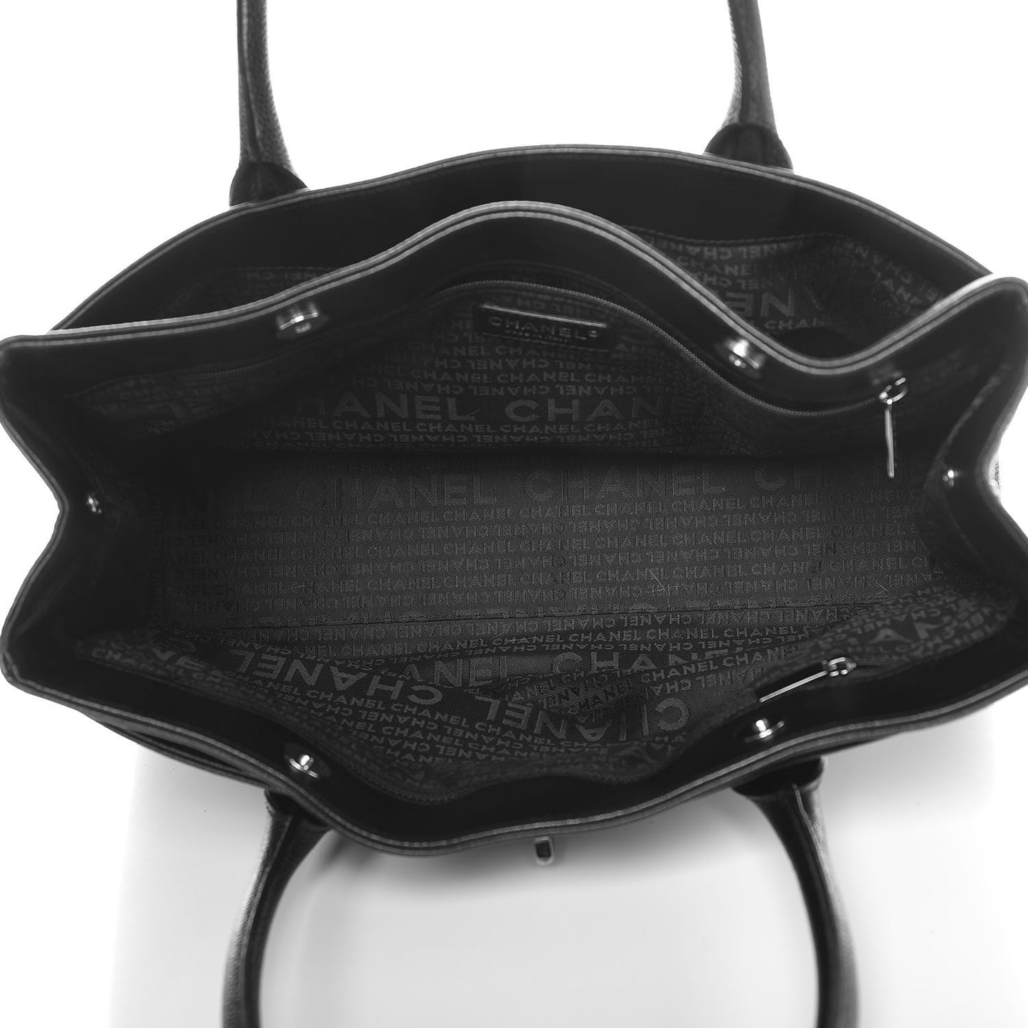 Calfskin Mademoiselle Lock Cerf Shopper Tote Black