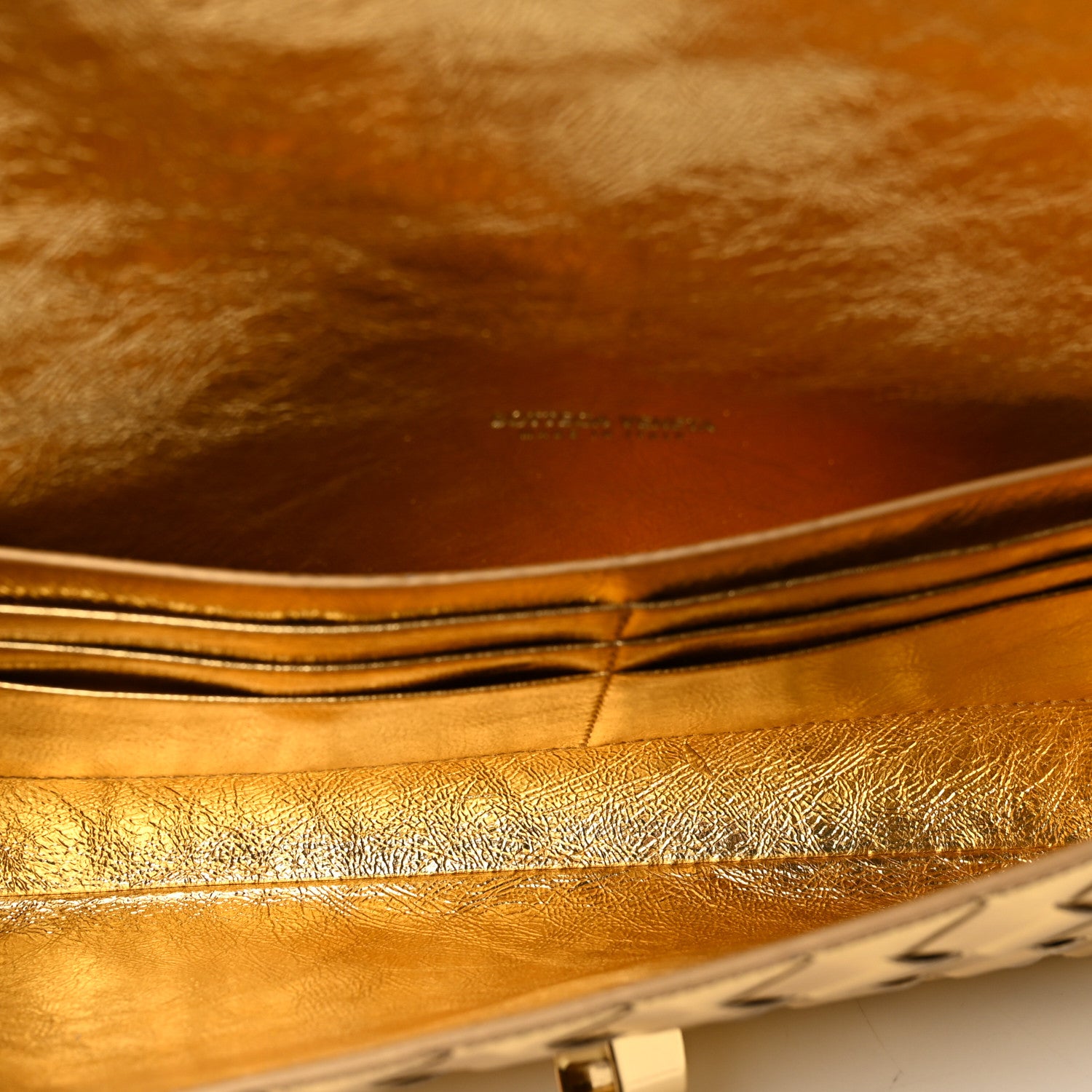 Bottega Veneta Metallic Lambskin Intrecciato Long Andiamo Top Handle Clutch Gold 5 of 7