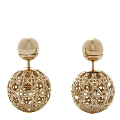 Christian Dior Cannage Mise En Dior Tribal Earrings Gold 1 of 6