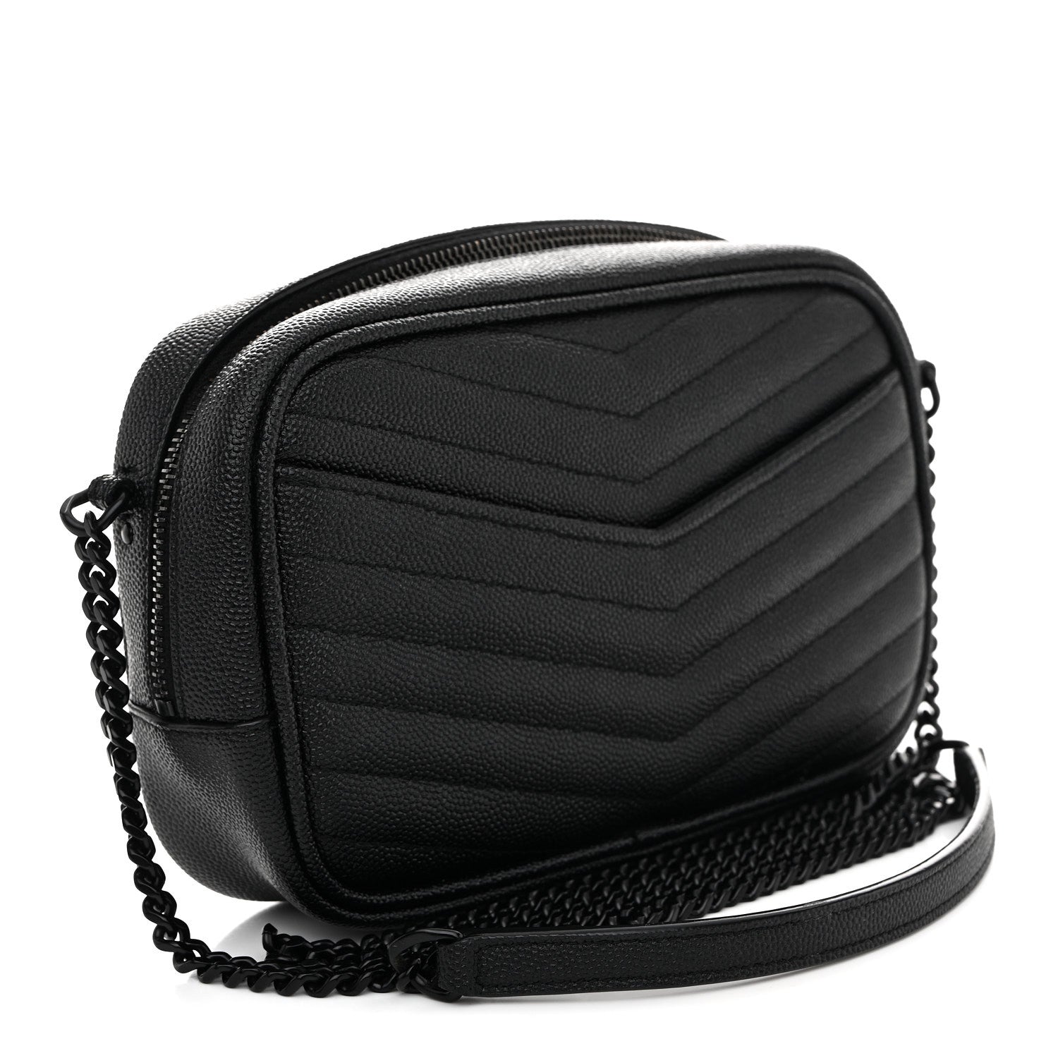 Saint Laurent Grain De Poudre Matelasse Monochrome Monogram Mini Lou Camera Bag Black 3 of 10