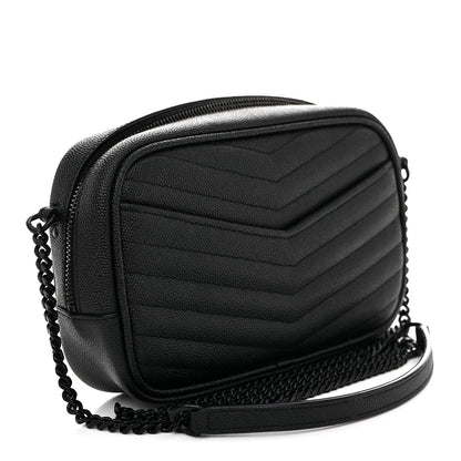 Saint Laurent Grain De Poudre Matelasse Monochrome Monogram Mini Lou Camera Bag Black 3 of 10