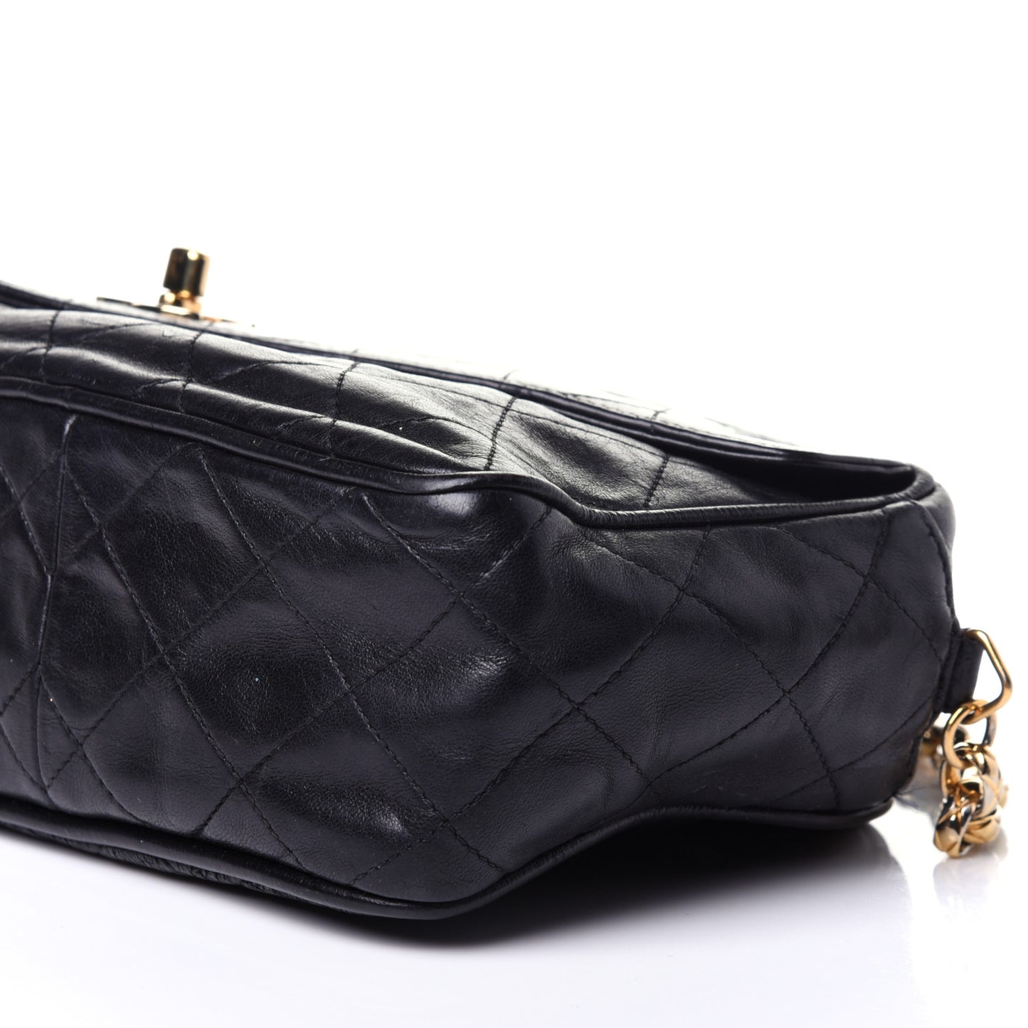 Lambskin Quilted Flap Camera Case Black